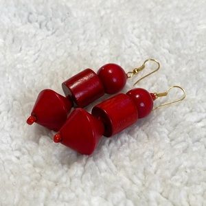 Red wooden earrings